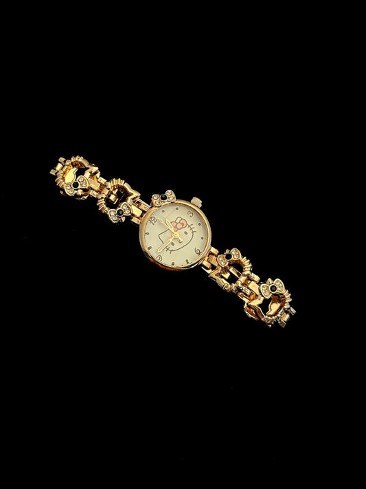 Kitty Gold Charm Bracelet Watch