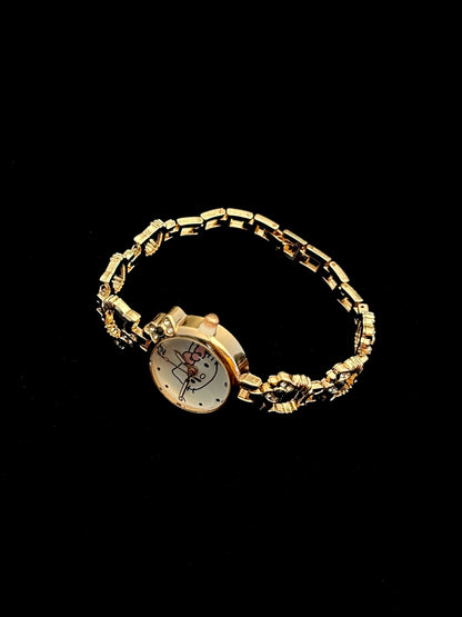 Kitty Gold Charm Bracelet Watch