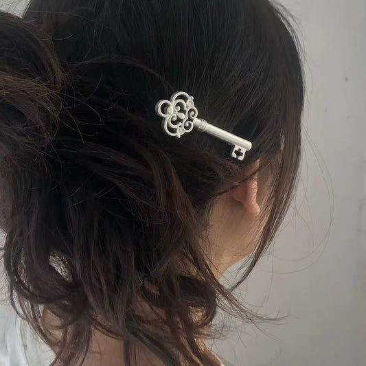 Silver Secret Key Hair Clip