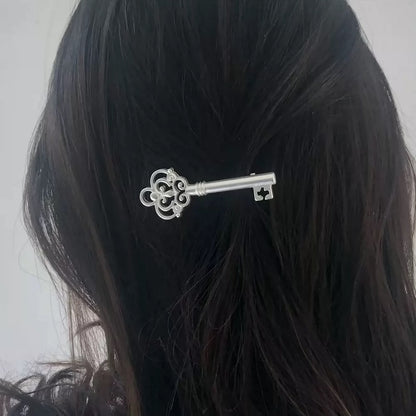 Silver Secret Key Hair Clip
