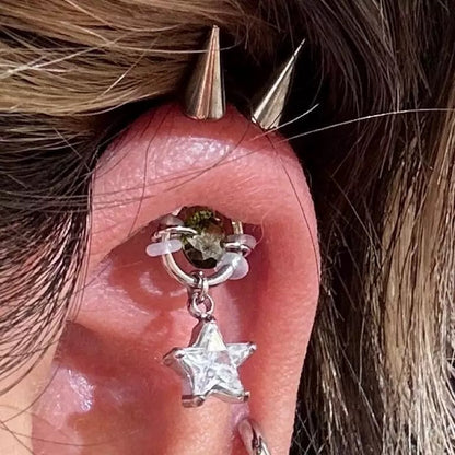 Toxic Star Spike Double Vertical Helix Earrings
