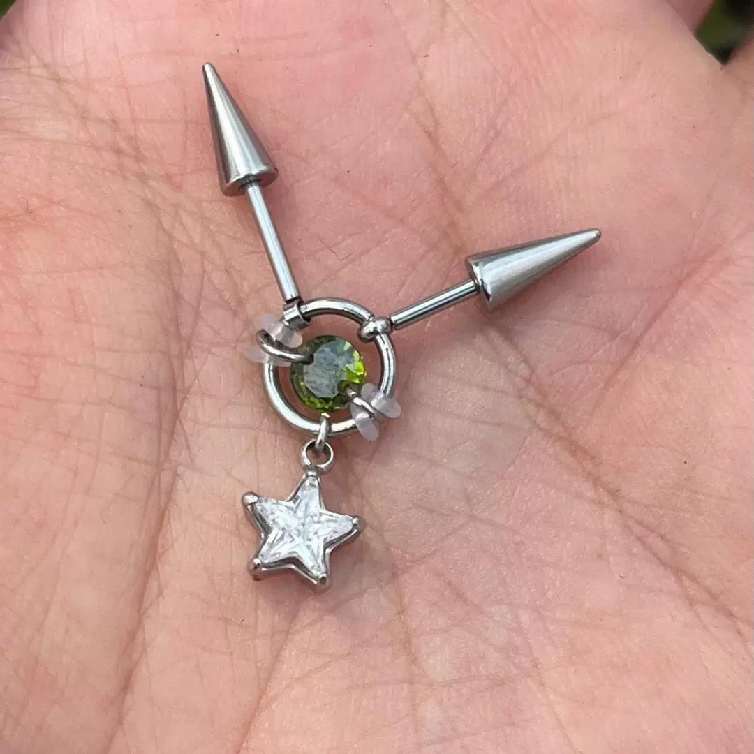 Toxic Star Spike Double Vertical Helix Earrings
