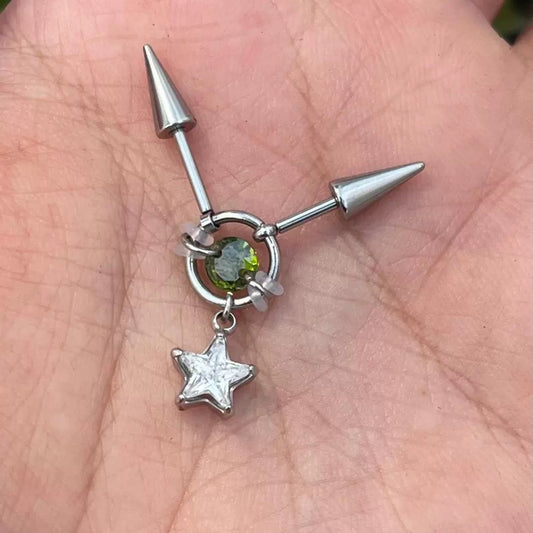 Toxic Star Spike Double Vertical Helix Earrings
