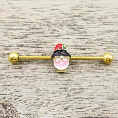 Gold Owl Crystal Industrial Earring