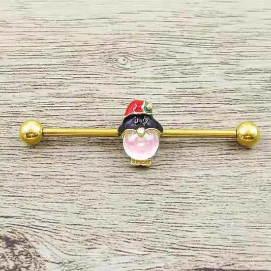 Gold Owl Crystal Industrial Earring