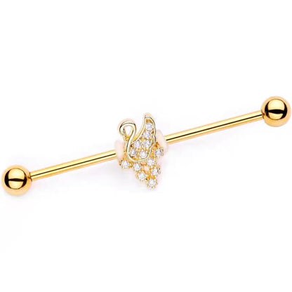 Gold Crystal Swan Industrial Earring