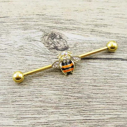 Gold Crystal Bee Industrial Barbell