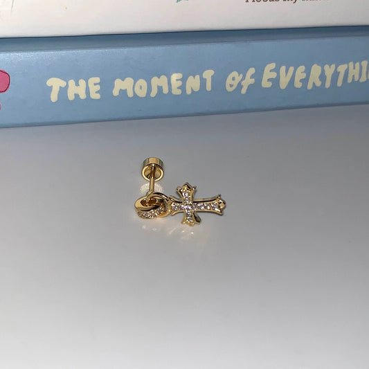 Gold North Star Crystal Earring