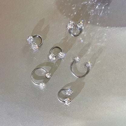 Silver Double Crystal Horseshoe Nose Ring