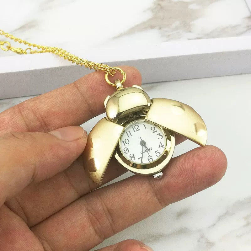 The Secret Wing Ladybug Clock Necklace