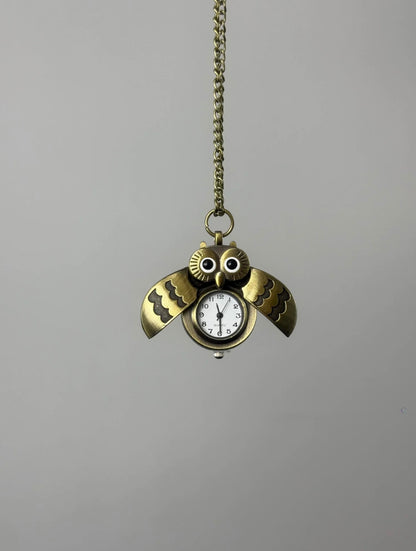 Owl Watcher Clock Necklace