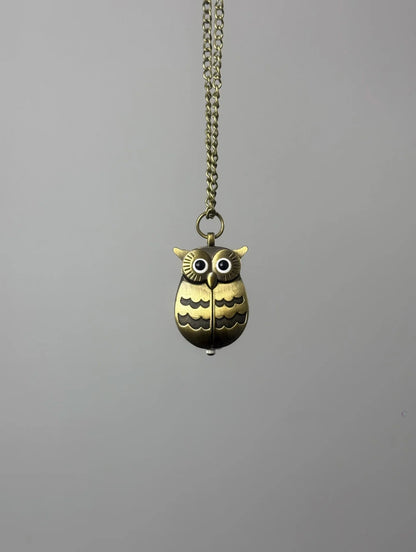 Owl Watcher Clock Necklace