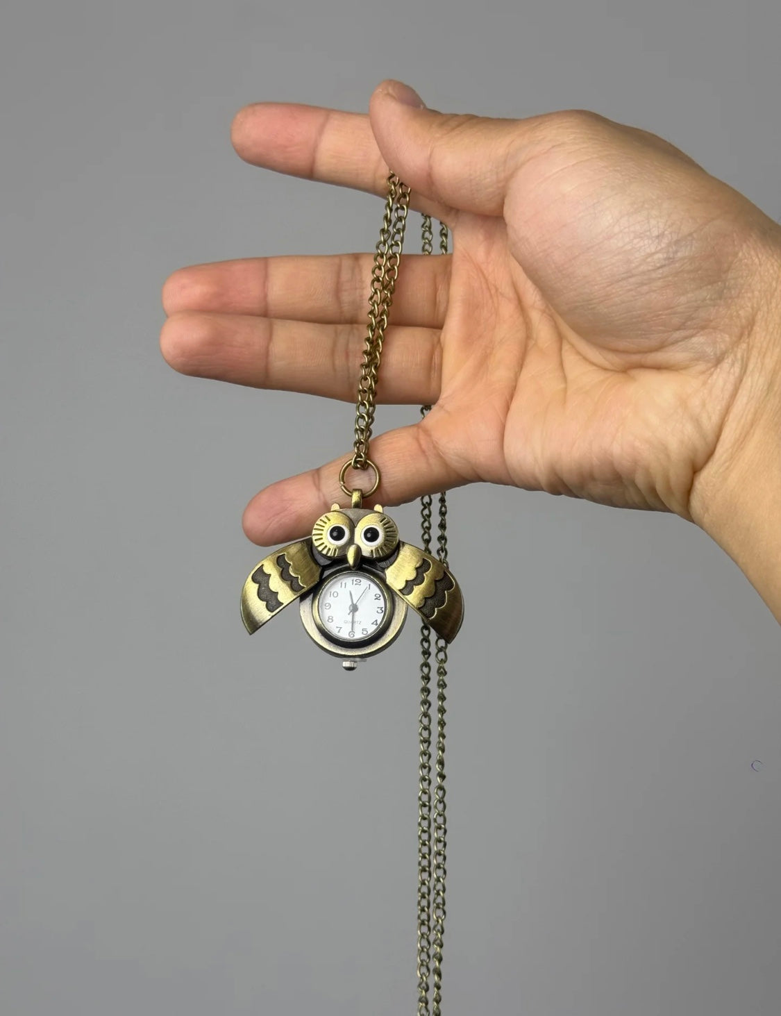 Owl Watcher Clock Necklace