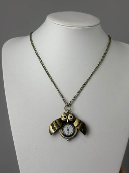 Owl Watcher Clock Necklace