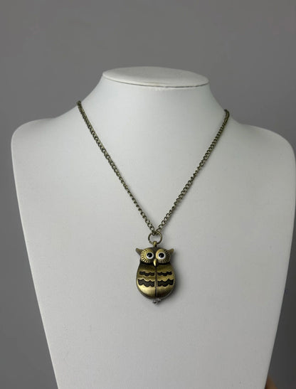 Owl Watcher Clock Necklace