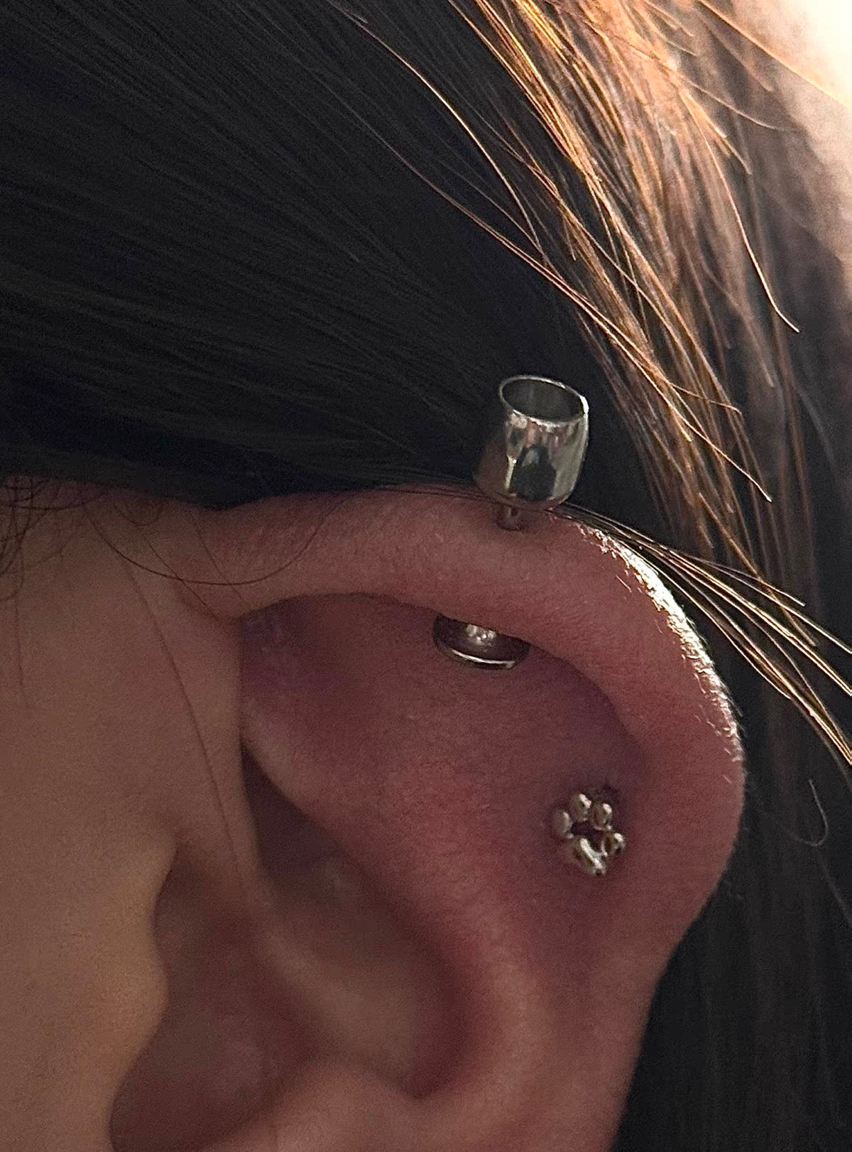 Silver Wine Cup Vertical Helix Earring