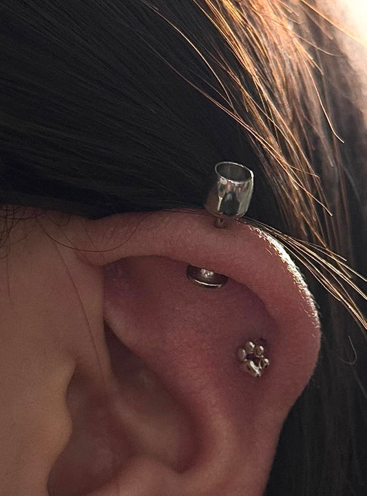 Silver Wine Cup Vertical Helix Earring