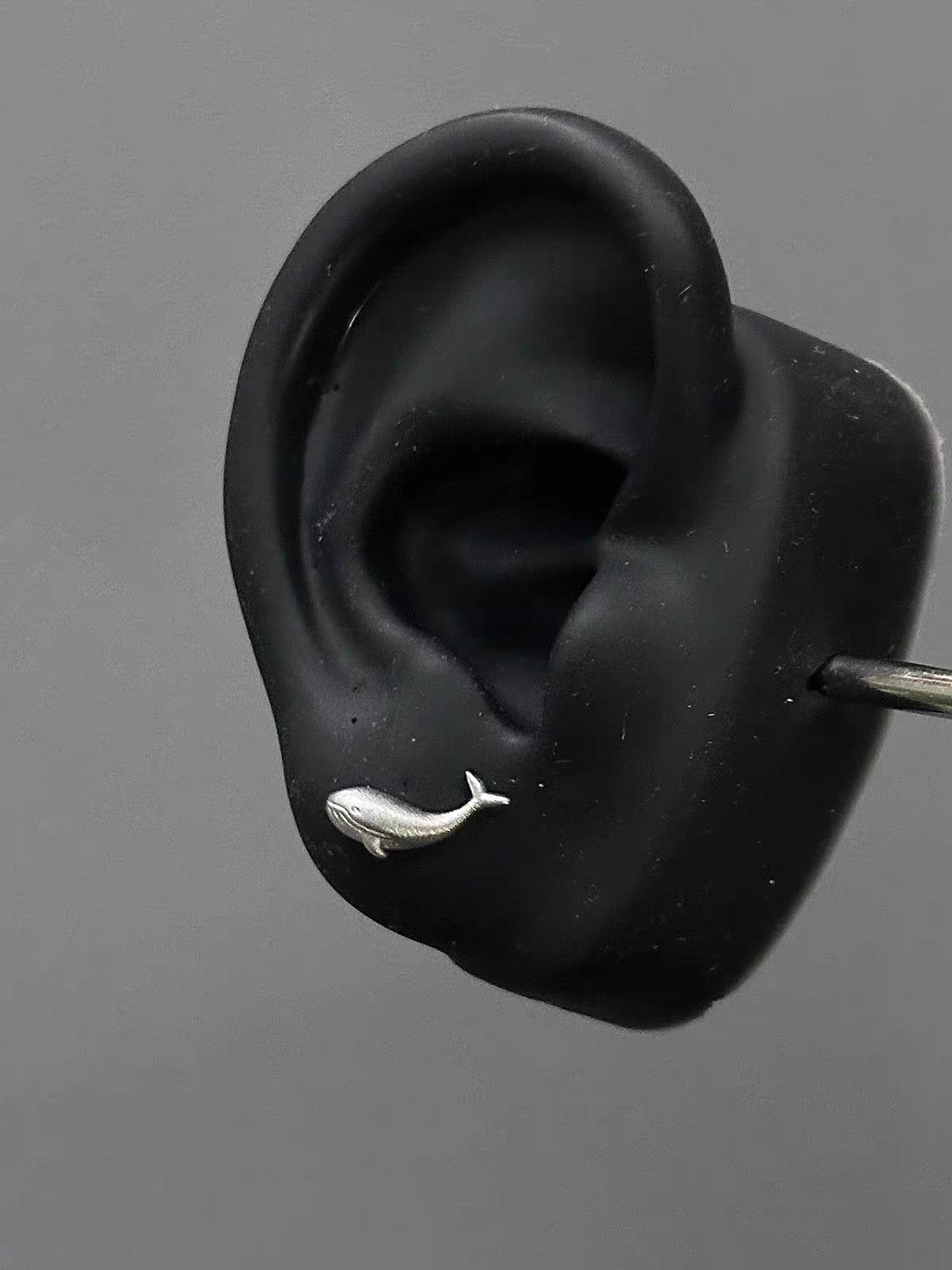 Silver Dainty Whale Stud Earrings