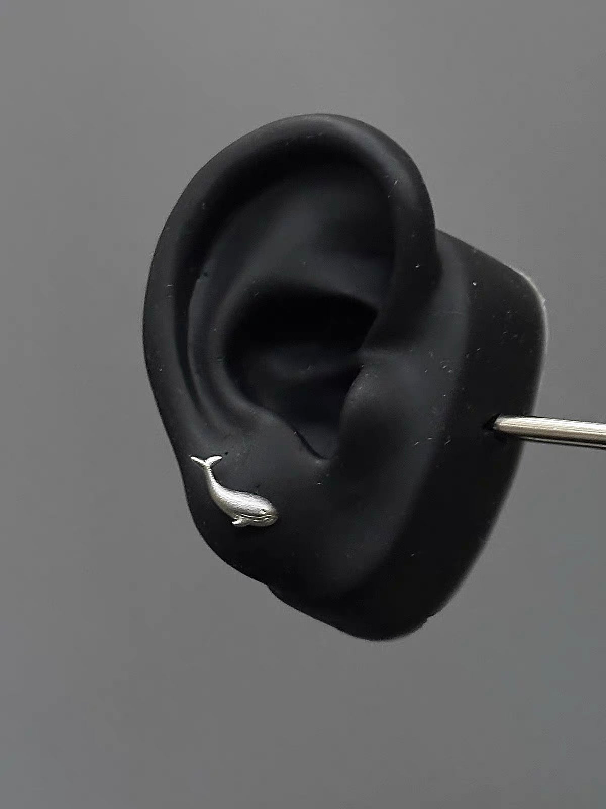 Silver Dainty Whale Stud Earrings