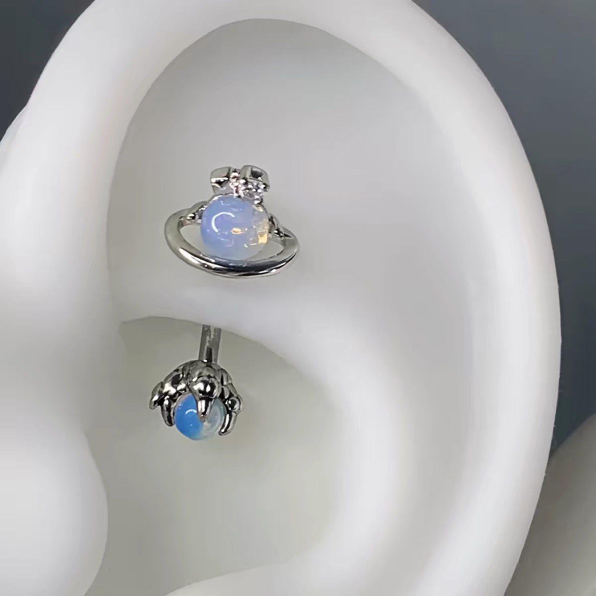 Moonstone Planet Rook Earring