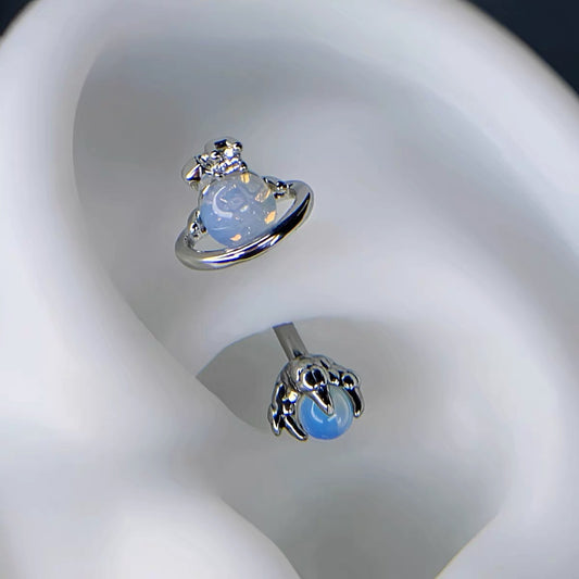 Moonstone Planet Rook Earring