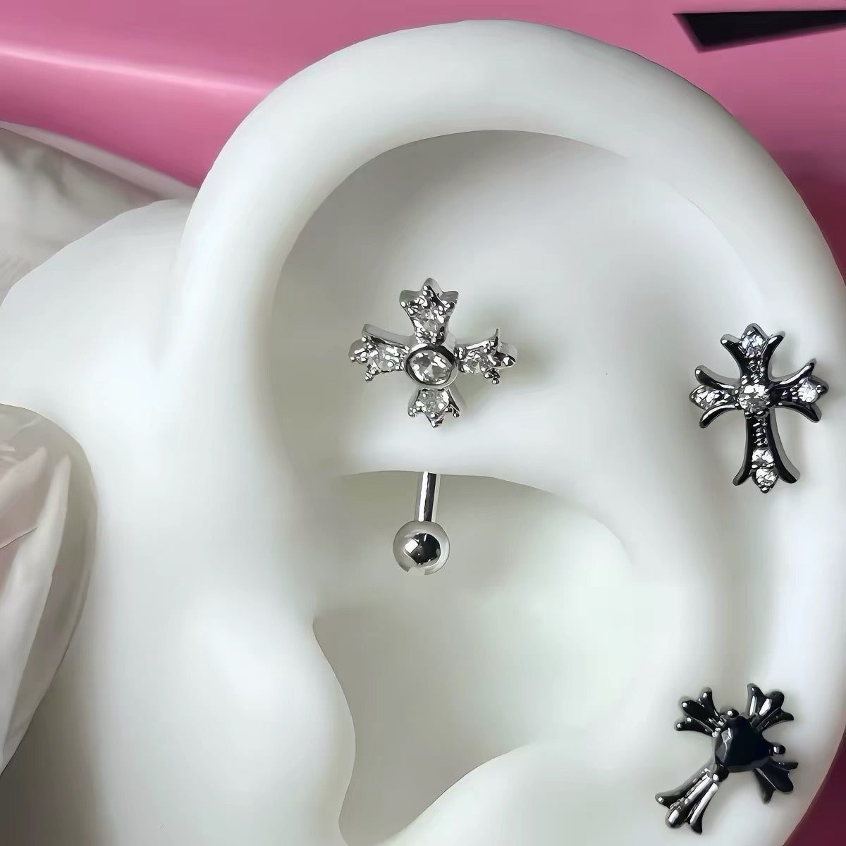 Sacred Cross Cartilage Stud Set