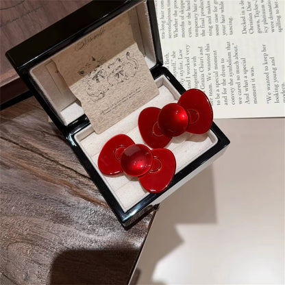 Glossy Red Bow Claw Clip