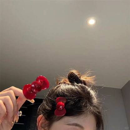 Glossy Red Bow Claw Clip