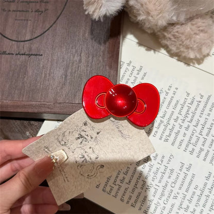 Glossy Red Bow Claw Clip