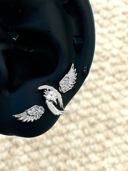 Silver Angel Wing Earring Set