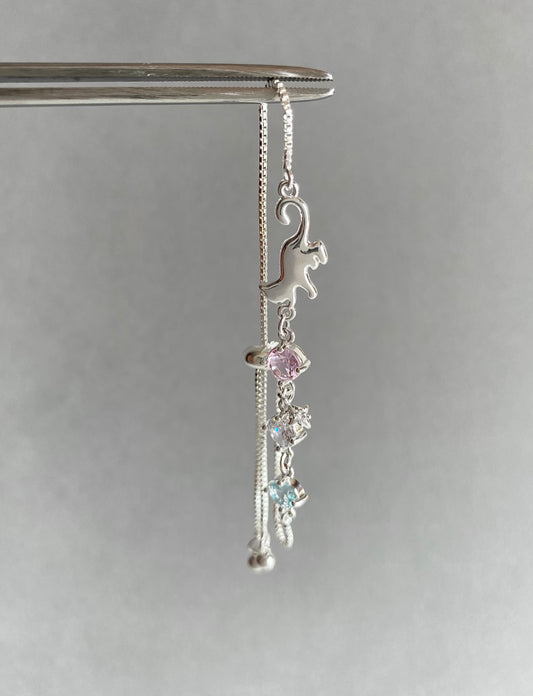 Silver Celestial Cat Bolo Bracelet