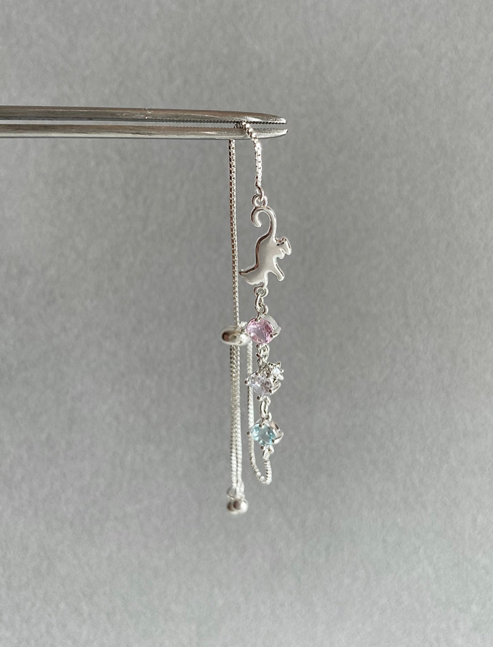 Silver Celestial Cat Bolo Bracelet