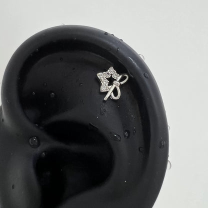 Star Ribbon Silver Earring