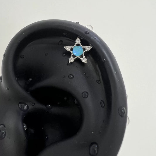 Silver Opal Star Stud