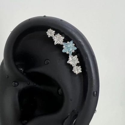 Silver Blue Star Cluster Stud