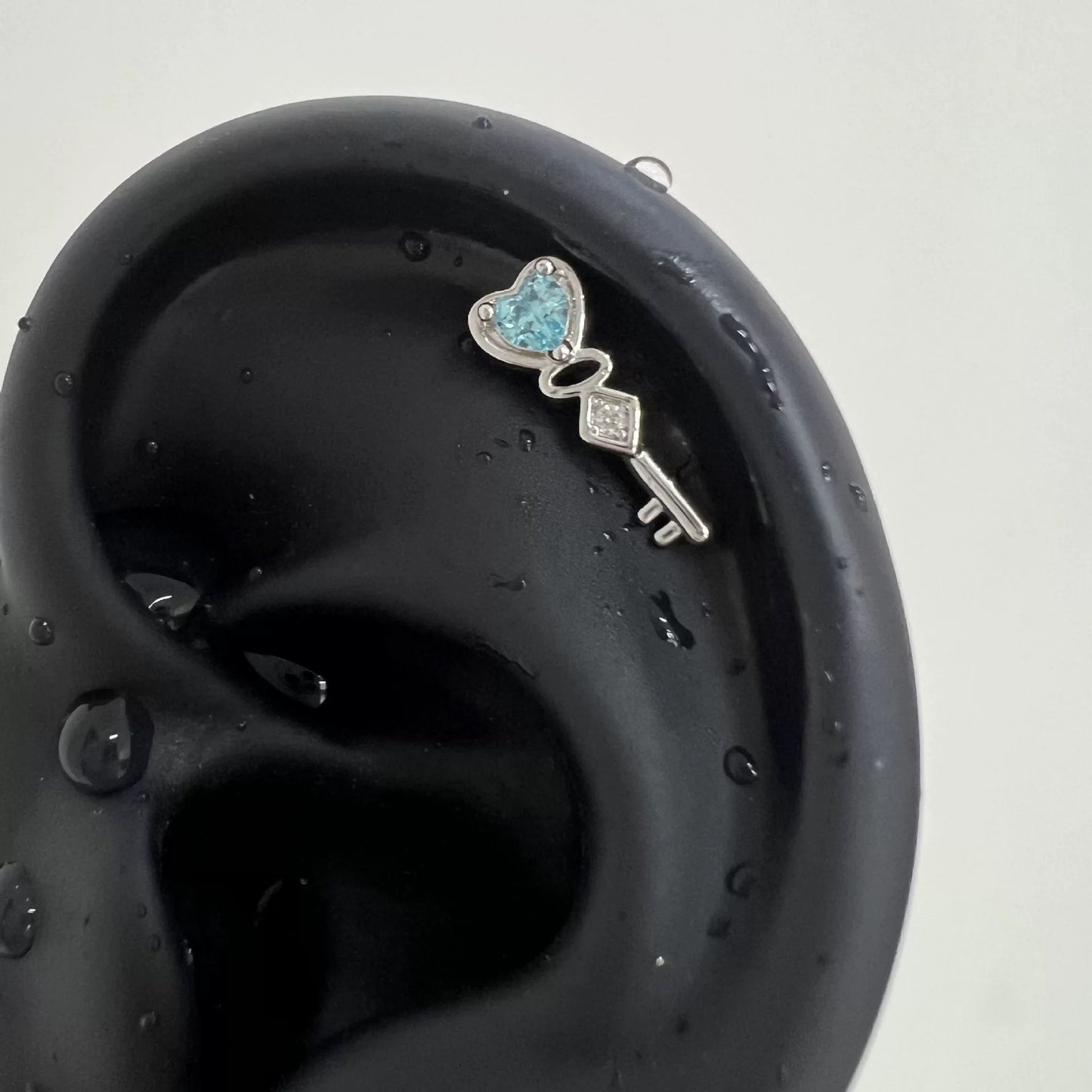 Blue Heart Key Piercing