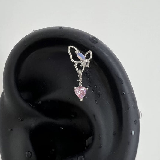 Pink Heart Butterfly Piercing