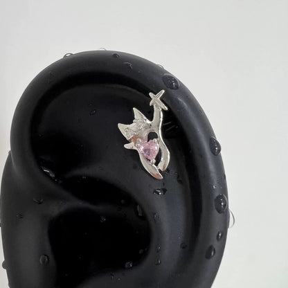 Silver Pink Star Helix Earring