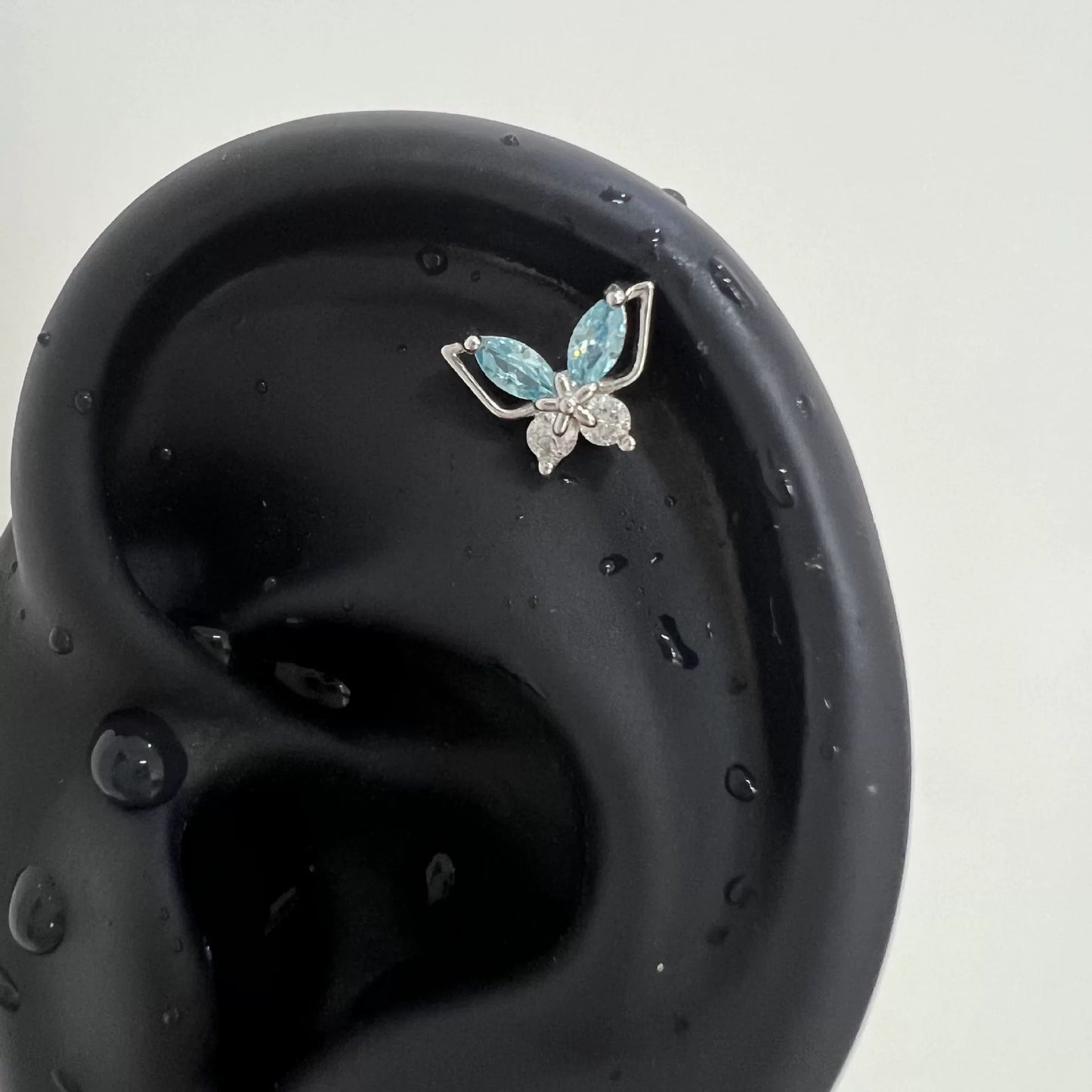 Crown Blue Butterfly Stud
