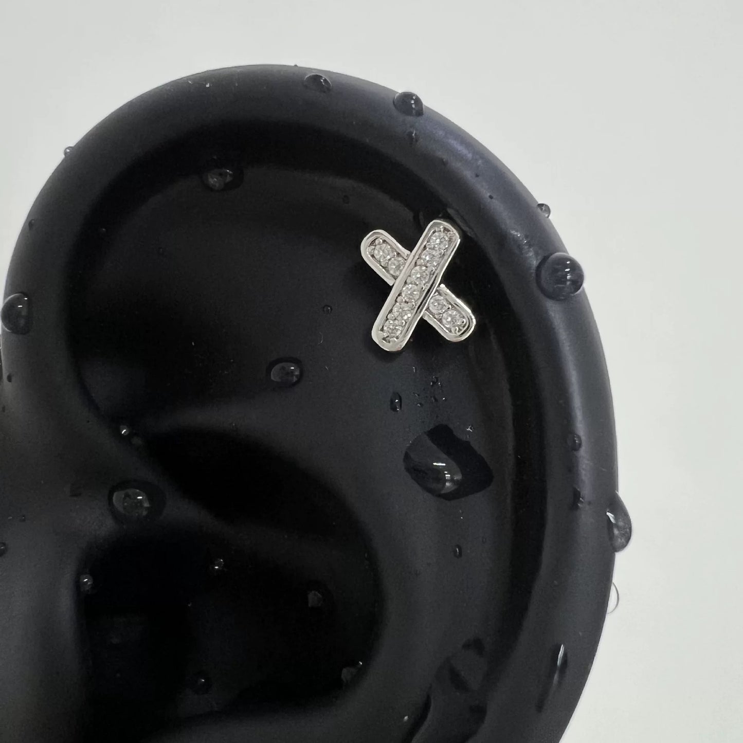 Crystal Cross Helix Stud