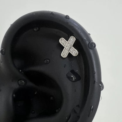 Crystal Cross Helix Stud