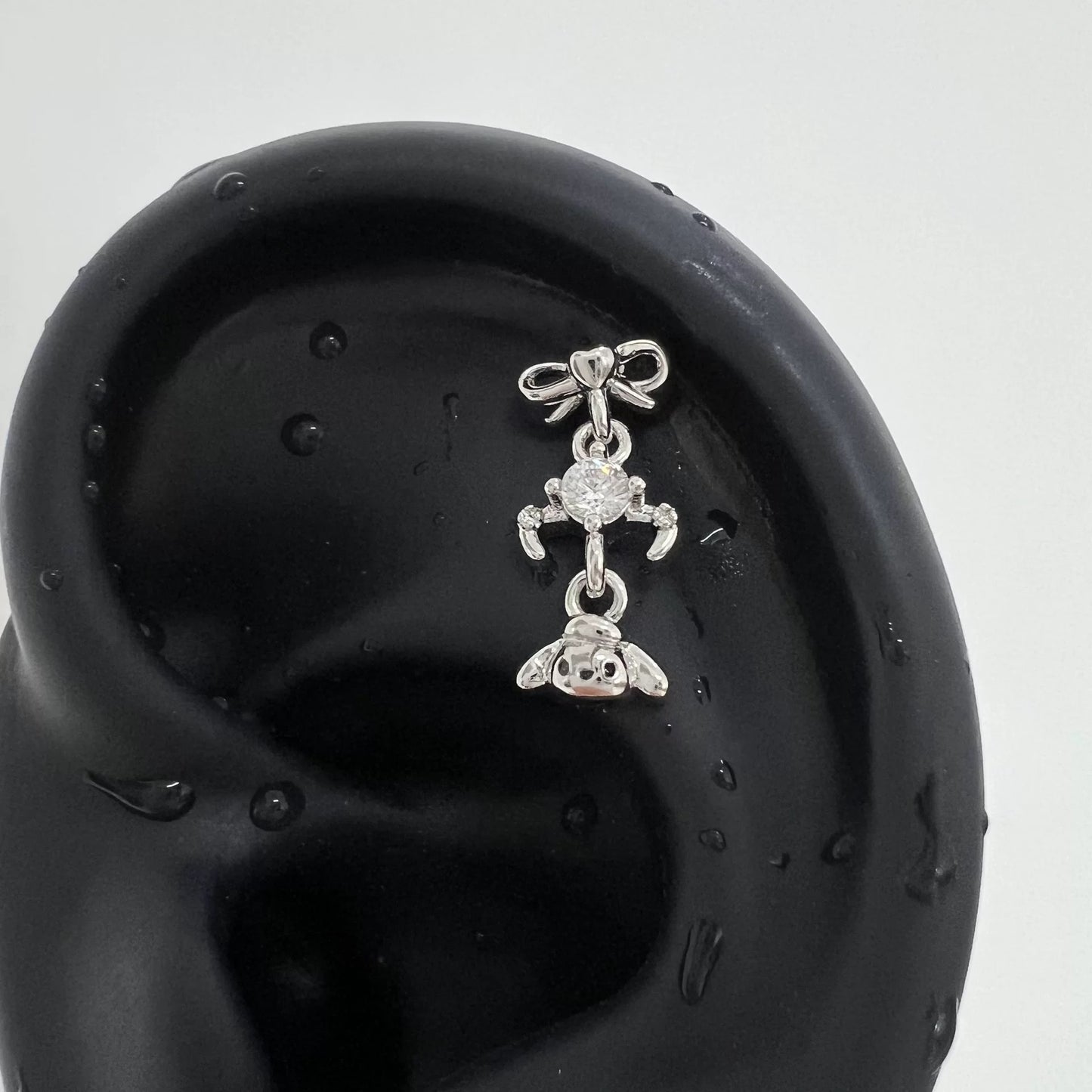 Sparkling Bunny Silver Dangle Studs