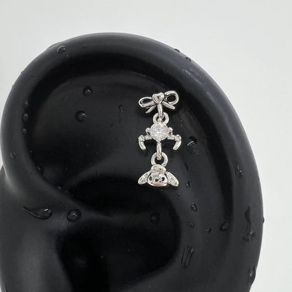 Sparkling Bunny Silver Dangle Studs