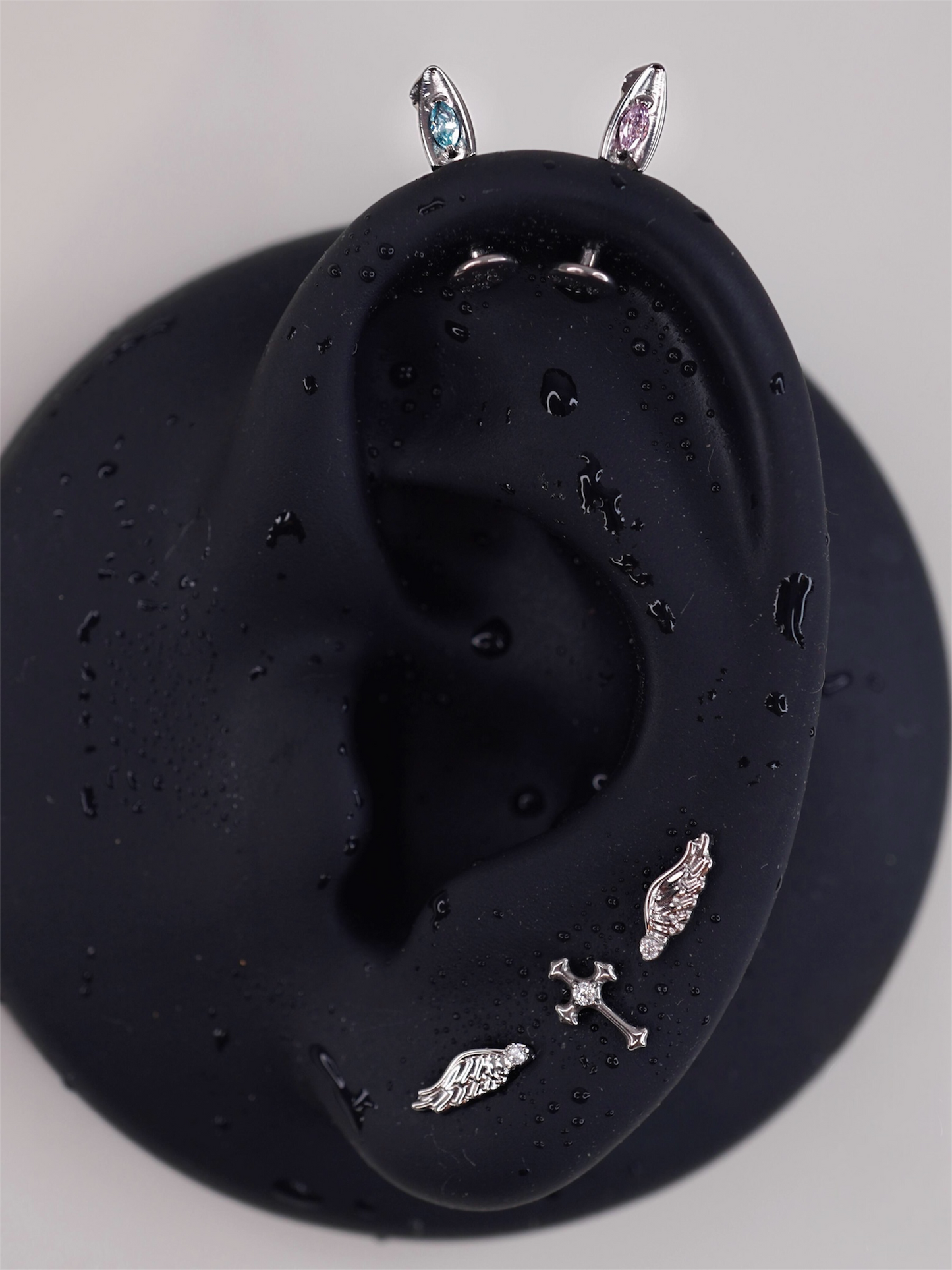 Dual Tone Marquise Stud Set
