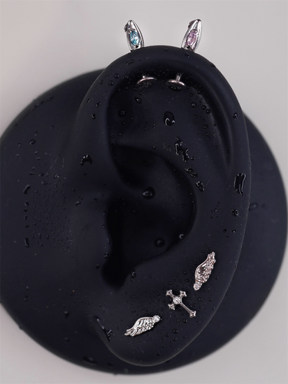 Dual Tone Marquise Stud Set