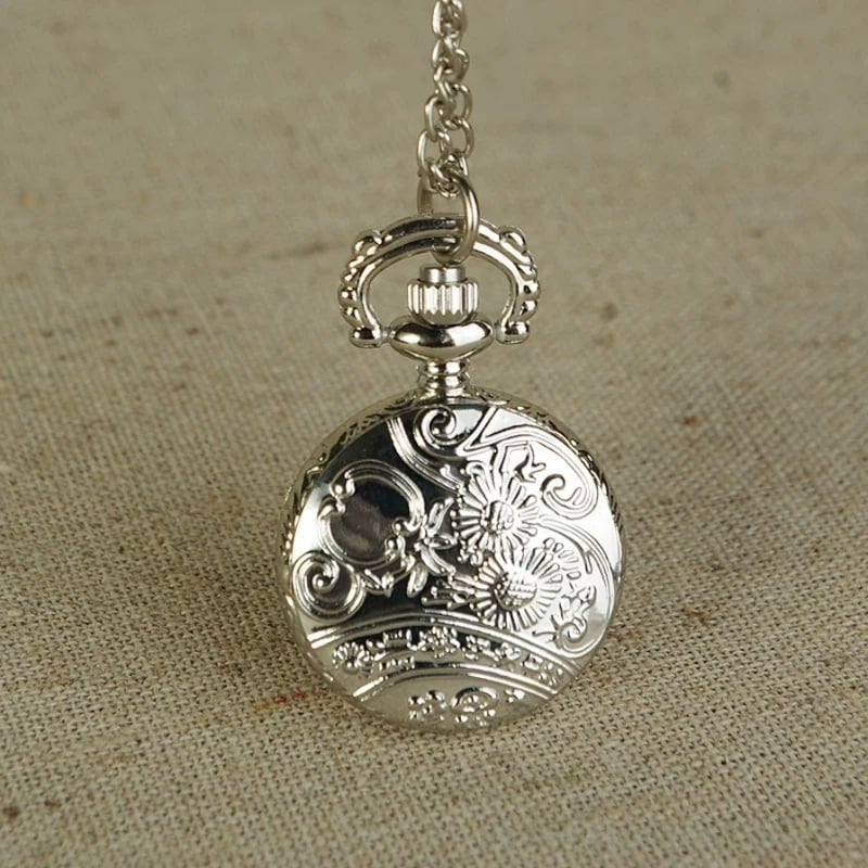 Heart-Peek Filigree Watch Necklace