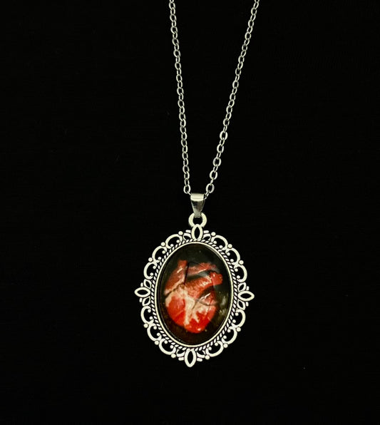Victorian-Style Anatomical Heart Cameo Necklace.