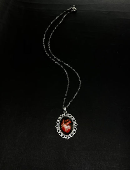 Victorian-Style Anatomical Heart Cameo Necklace.