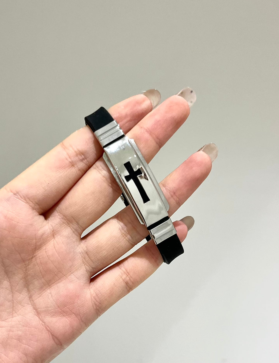 Black Rubber Cross Bracelet