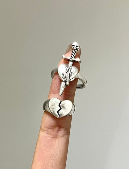 Silver Broken Heart Ring